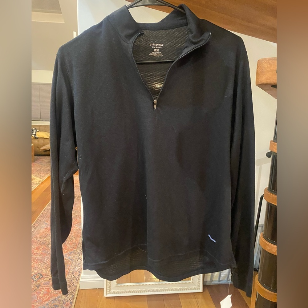 Vintage Patagonia Capilene Men's Black Zip-Up Sweater